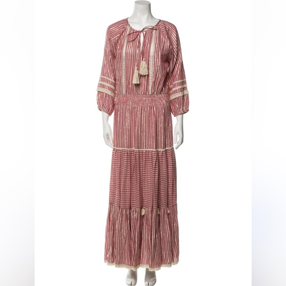 Miss June Paris Long Sleeve Red Stripe Boho Maxi Dress - Picture 1 of 9